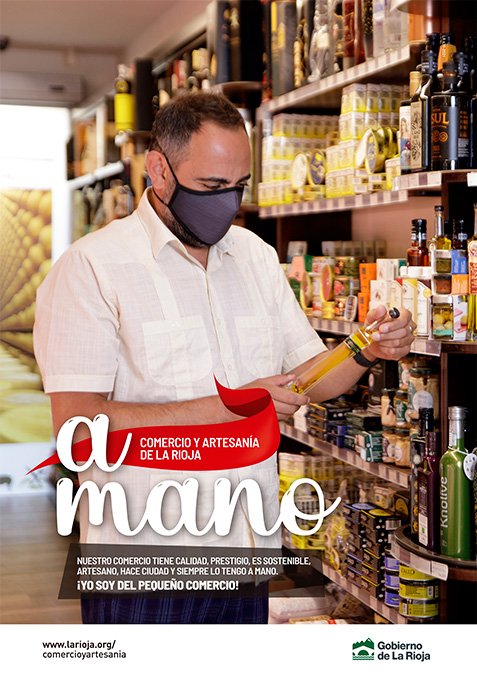 Campaña A mano, comercio y artesanía. Cartel. Gobierno de La Rioja