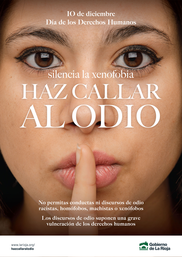 Campaña Día de los Derechos Humanos. Haz callar al odio. Gobierno de La Rioja.